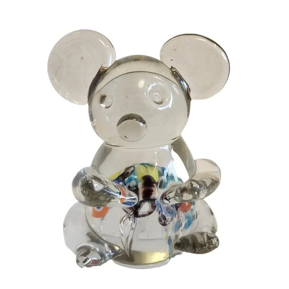 Vintage glass Koala paperweight with colorful inside /  animal decorative object